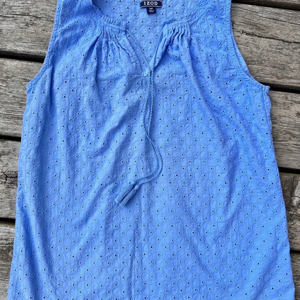 IZOD Eyelet Sleeveless Cotton Tank Top - size Small